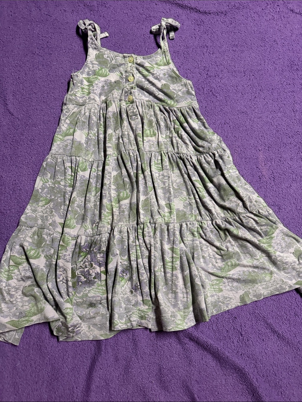 kate quinn Green & Gray Floral Tiered Sundress Skirt
